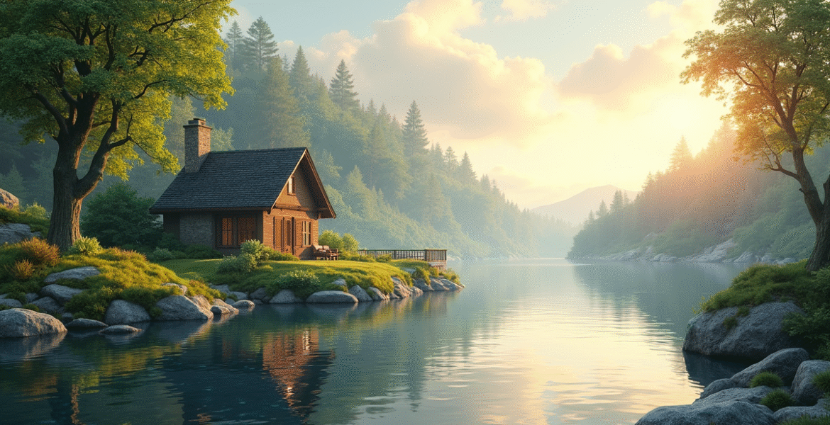 A serene landscape from a relaxing simulation game