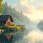 A serene landscape from a relaxing simulation game